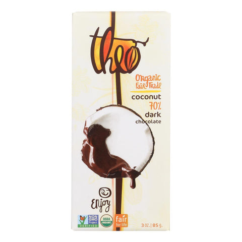 Theo Chocolate Organic Dark Chocolate With Toasted Coconut Bar (12x3Oz)