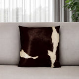 18" Chocolate Cowhide Throw Pillow