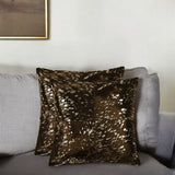 18" X 18" X 5" Gold And Chocolate Quattro  Pillow 2 Pack