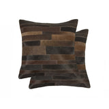 Set of Two 18" Chocolate Cowhide Throw Pillows