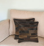 Set of Two 18" Chocolate Cowhide Throw Pillows