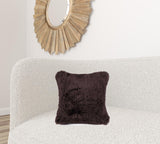 Large Square Soft Chocolate Natural Sheepskin Fur Pillow