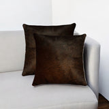 18" X 18" X 5" Chocolate Cowhide  Pillow 2 Pack