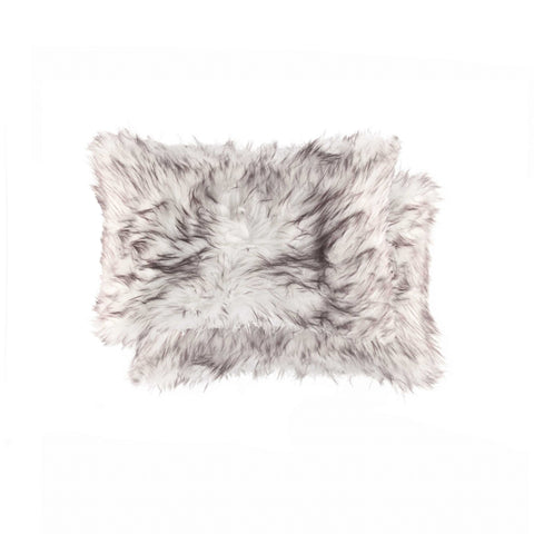 Set of Two 12" X 20" Chocolate Faux Fur Throw Pillow