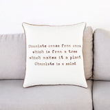 Brown and White Chocolate Is A Salad Throw Pillow