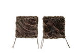 Set of Two 17" Chocolate Faux Fur Dining Chair Pads