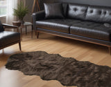 2' X 6' Chocolate Faux Fur Washable Non Skid Area Rug