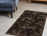 3' X 5' Chocolate Faux Fur Non Skid Area Rug