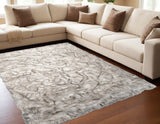 5' X 8' Chocolate Faux Fur Ombre Non Skid Area Rug