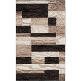 2' X 3' Chocolate Patchwork Power Loom Stain Resistant Area Rug