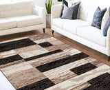 7' X 9' Chocolate Patchwork Power Loom Stain Resistant Area Rug