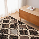 4' X 6' Chocolate Quatrefoil Power Loom Distressed Stain Resistant Area Rug