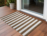 2' X 3' Chocolate Striped Washable Non Skid Indoor Outdoor Area Rug