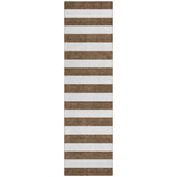 8' Runner Chocolate Striped Washable Non Skid Indoor Outdoor Runner Rug