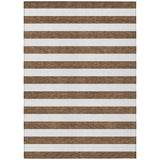 3' X 5' Chocolate Striped Washable Non Skid Indoor Outdoor Area Rug