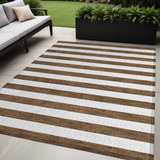 5' X 8' Chocolate Striped Washable Non Skid Indoor Outdoor Area Rug