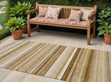 2' X 8' Chocolate Striped Washable Indoor Outdoor Runner Rug