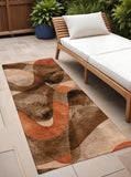 2' X 8' Chocolate Abstract Washable Non Skid Indoor Outdoor Runner Rug