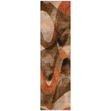 2' X 8' Chocolate Abstract Washable Non Skid Indoor Outdoor Runner Rug