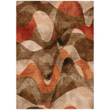 3' X 5' Chocolate Abstract Washable Non Skid Indoor Outdoor Area Rug