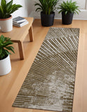 8' Runner Chocolate Abstract Washable Non Skid Indoor Outdoor Runner Rug