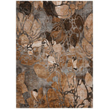 5' X 8' Chocolate Terracotta and Ivory Abstract Washable Indoor Outdoor Area Rug