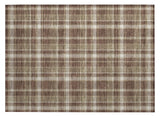 2' X 3' Chocolate and Ivory Plaid Washable Non Skid Indoor Outdoor Area Rug