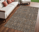 5' X 8' Chocolate Tribal Washable Indoor Outdoor Area Rug