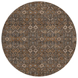 8' Round Chocolate Round Floral Washable Non Skid Indoor Outdoor Area Rug