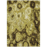 5' X 8' Gold Wheat And Chocolate Abstract Washable Indoor Outdoor Area Rug