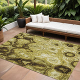 8' X 10' Gold Wheat And Chocolate Abstract Washable Indoor Outdoor Area Rug