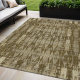 5' X 8' Chocolate Taupe And Beige Moroccan Washable Indoor Outdoor Area Rug