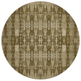 8' Chocolate Taupe And Beige Round Moroccan Washable Indoor Outdoor Area Rug