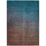 5' X 8' Teal Blue Chocolate And Charcoal Ombre Washable Indoor Outdoor Area Rug