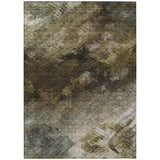 5' X 8' Chocolate And Beige Abstract Washable Indoor Outdoor Area Rug