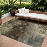 8' X 10' Chocolate And Beige Abstract Washable Indoor Outdoor Area Rug