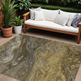 8' X 10' Brown Taupe And Chocolate Abstract Washable Indoor Outdoor Area Rug