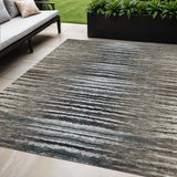 5' X 8' Brown Taupe And Chocolate Striped Washable Indoor Outdoor Area Rug