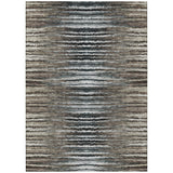 5' X 8' Brown Taupe And Chocolate Striped Washable Indoor Outdoor Area Rug