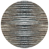 8' Brown Taupe And Chocolate Round Striped Washable Indoor Outdoor Area Rug