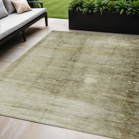 5' X 8' Taupe Beige And Chocolate Abstract Washable Indoor Outdoor Area Rug