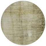 8' Taupe Beige And Chocolate Round Abstract Washable Indoor Outdoor Area Rug