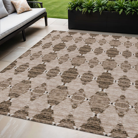 5' X 8' Brown And Chocolate Moroccan Washable Indoor Outdoor Area Rug