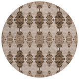 8' Brown And Chocolate Round Moroccan Washable Indoor Outdoor Area Rug