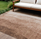 8' X 10' Brown Beige And Chocolate Ombre Washable Indoor Outdoor Area Rug