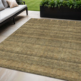 5' X 8' Brown Beige And Chocolate Striped Washable Indoor Outdoor Area Rug