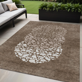 5' X 8' Chocolate And Taupe Abstract Washable Indoor Outdoor Area Rug