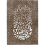 5' X 8' Chocolate And Taupe Abstract Washable Indoor Outdoor Area Rug