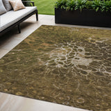 5' X 8' Chocolate And Gray Abstract Washable Indoor Outdoor Area Rug