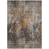 5' X 8' Taupe Chocolate And Copper Abstract Washable Indoor Outdoor Area Rug